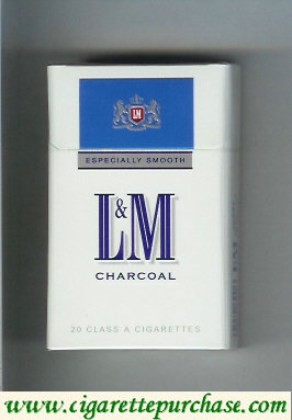 L&M Charcoal Especially Smooth white and blue cigarettes hard box